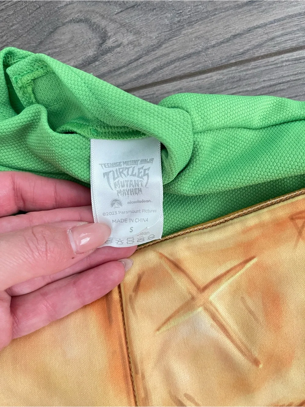 Green Turtle Costume Jumpsuit with Orange Shell